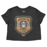 Austin Desert Badge Cropped Tee Black front