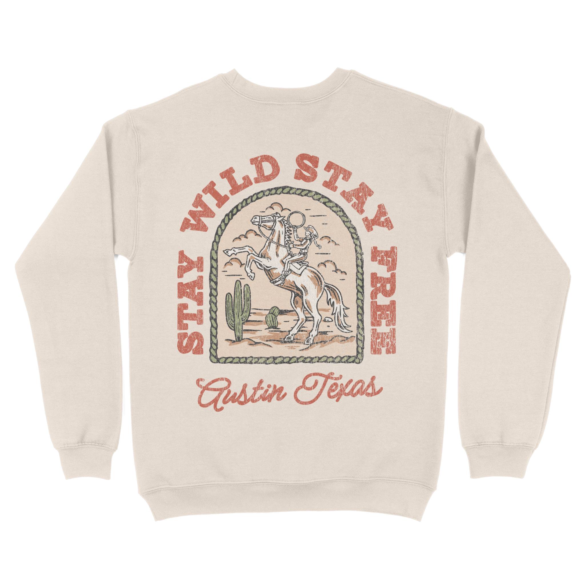 Austin Stay Wild Crewneck in Natural - back view