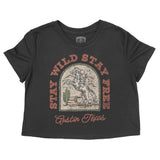 Austin Stay Wild Cropped Tee Black front
