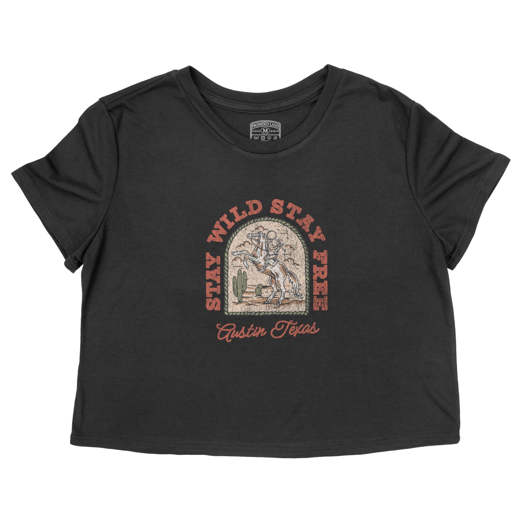 Austin Cropped Tee in Black - front view