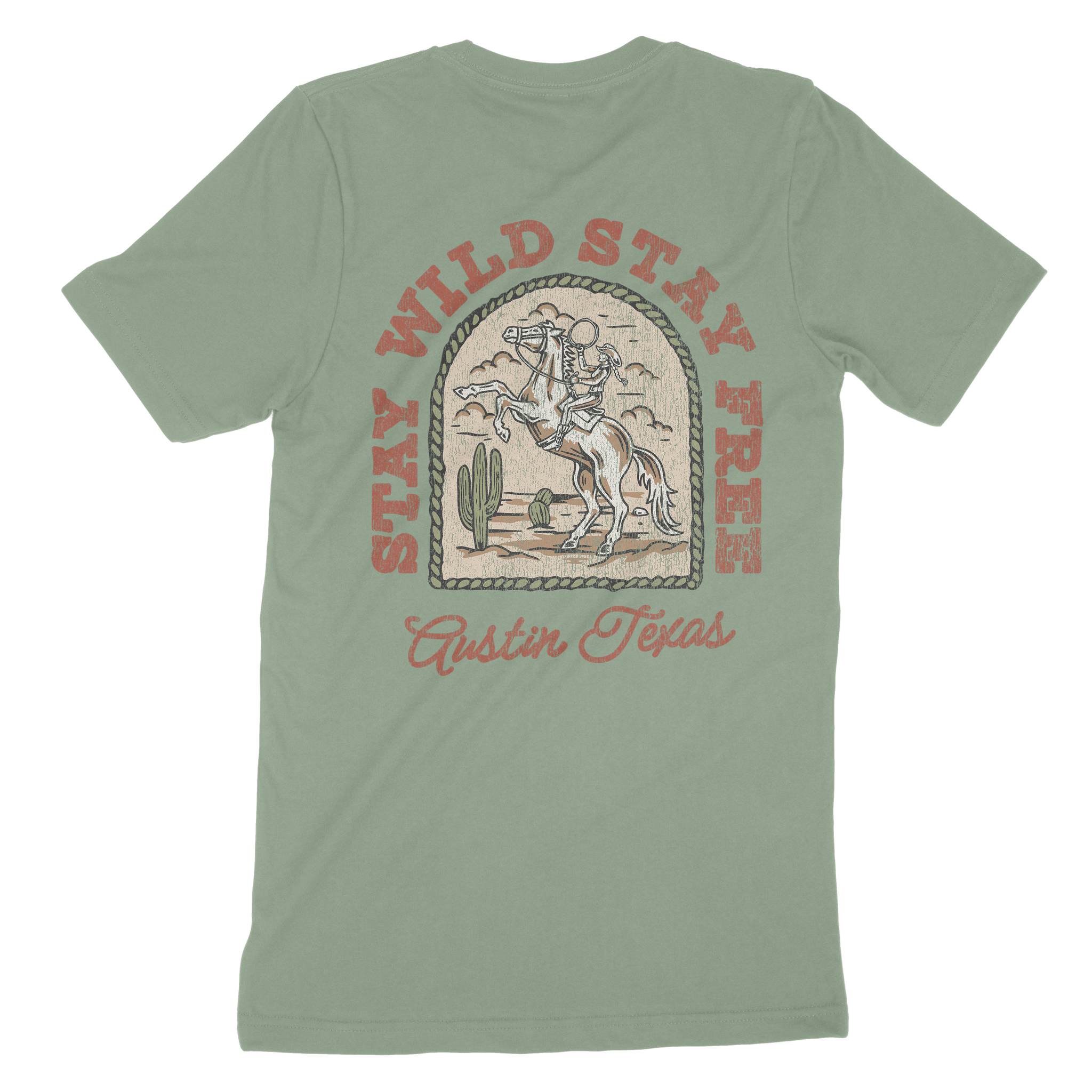 Austin Stay Wild T-Shirt Sage back