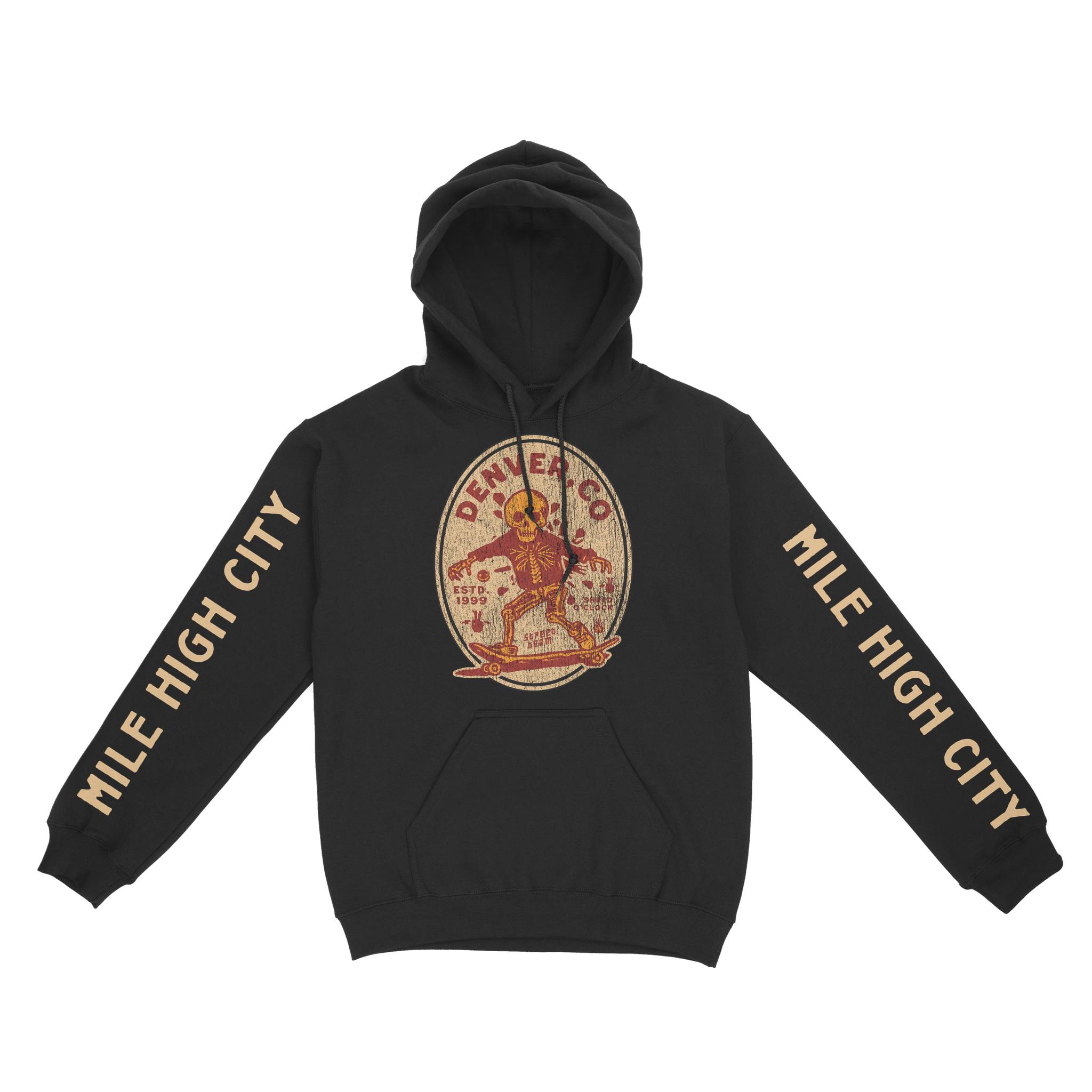 Denver Hoodie in Black - front-sleeves view