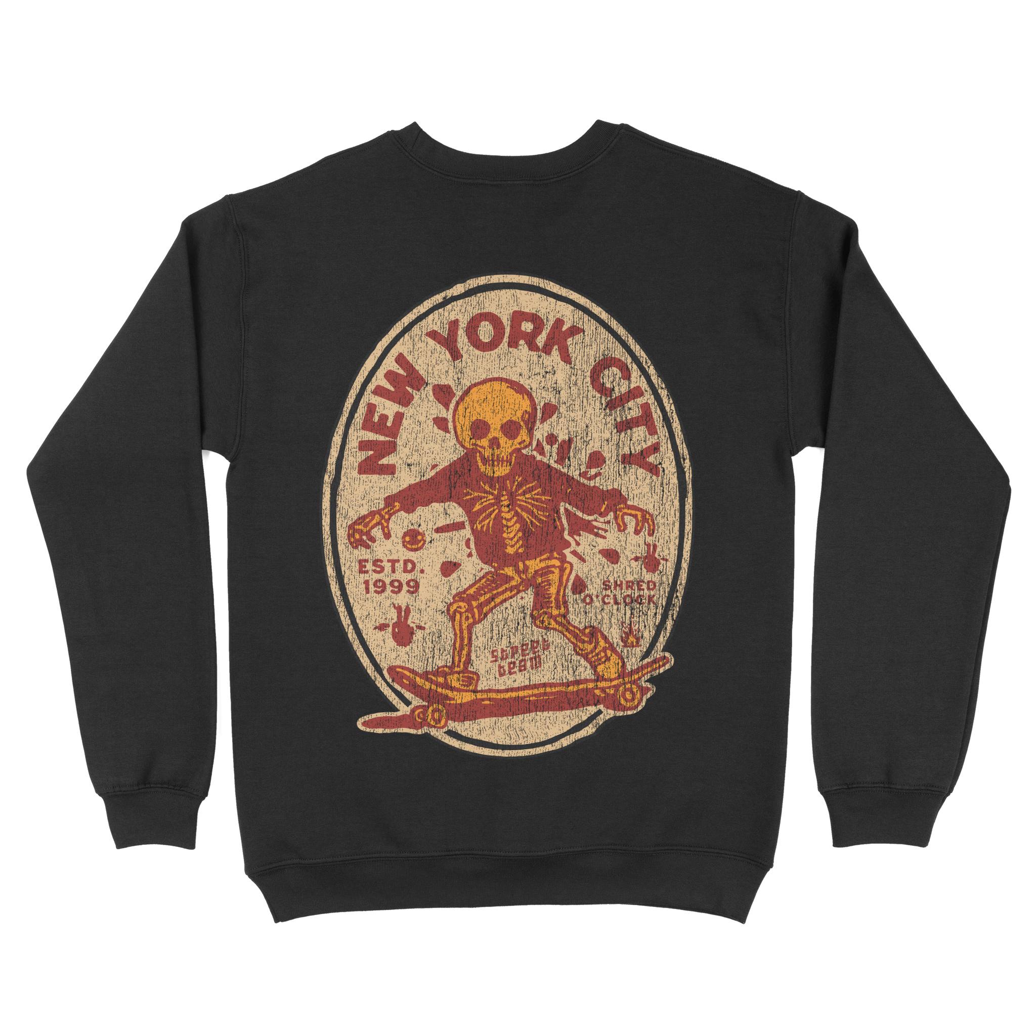 New York Crewneck in Black - back view