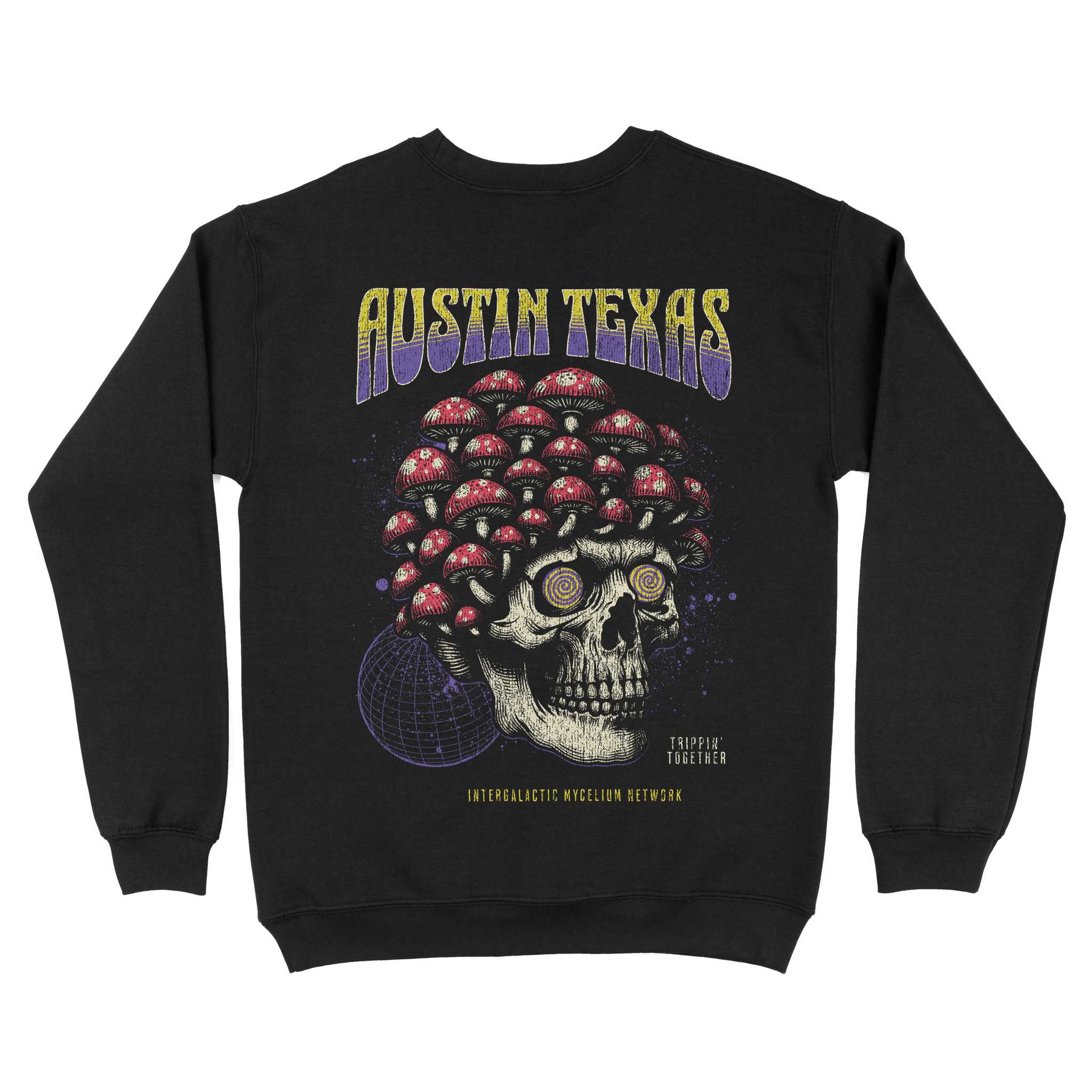 Austin Mushroom Skull Crewneck Black back