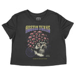 Austin Mushroom Skull Cropped Tee Black front