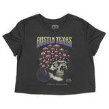 Austin Mushroom Skull Cropped Tee Black front