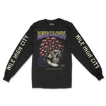 Denver Mushroom Skull Longsleeve in Black - front view with sleeves