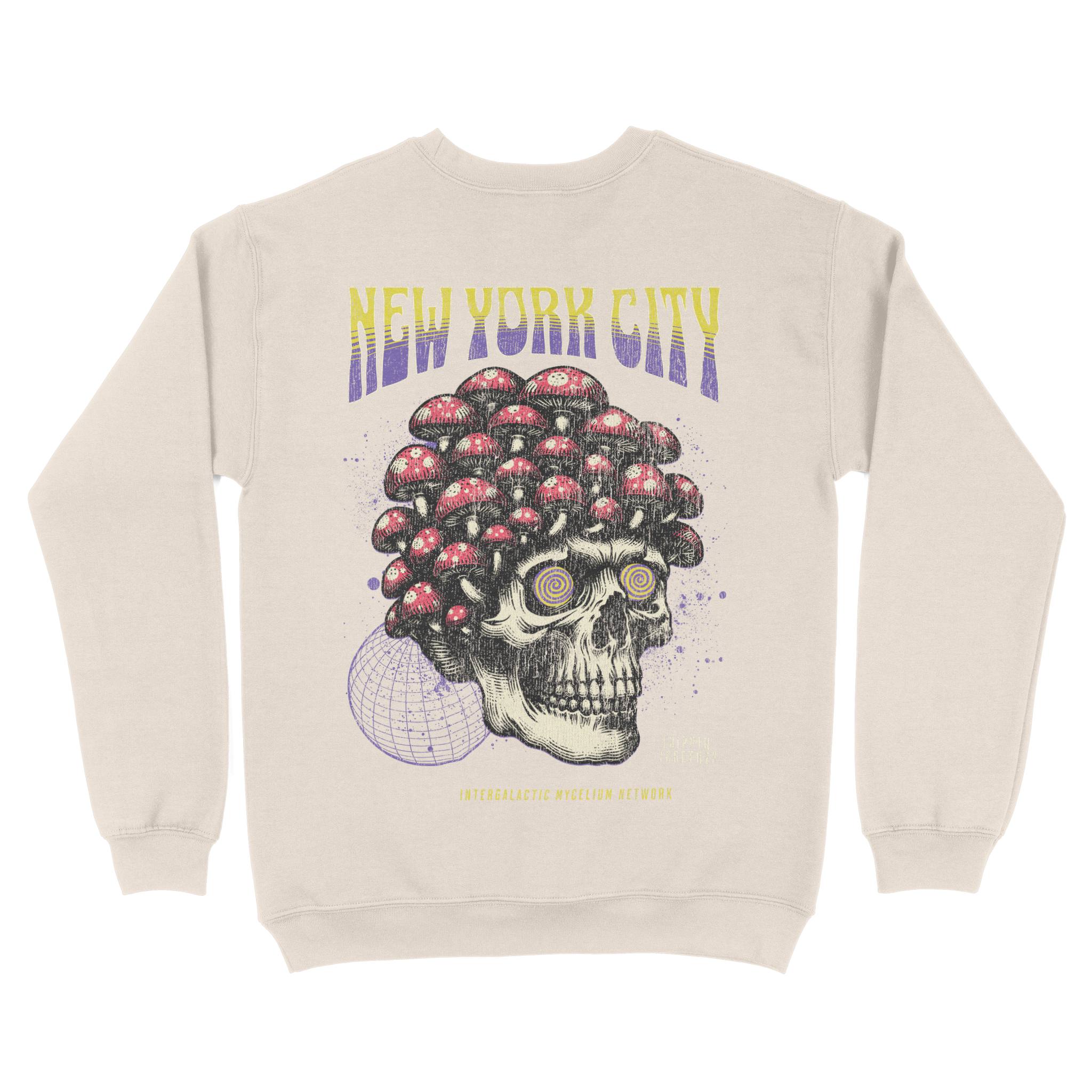 New York Mushroom Skull Crewneck in Natural - back view