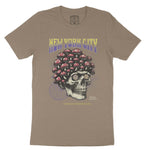 New York Mushroom Skull T-Shirt Vintage_Brown front