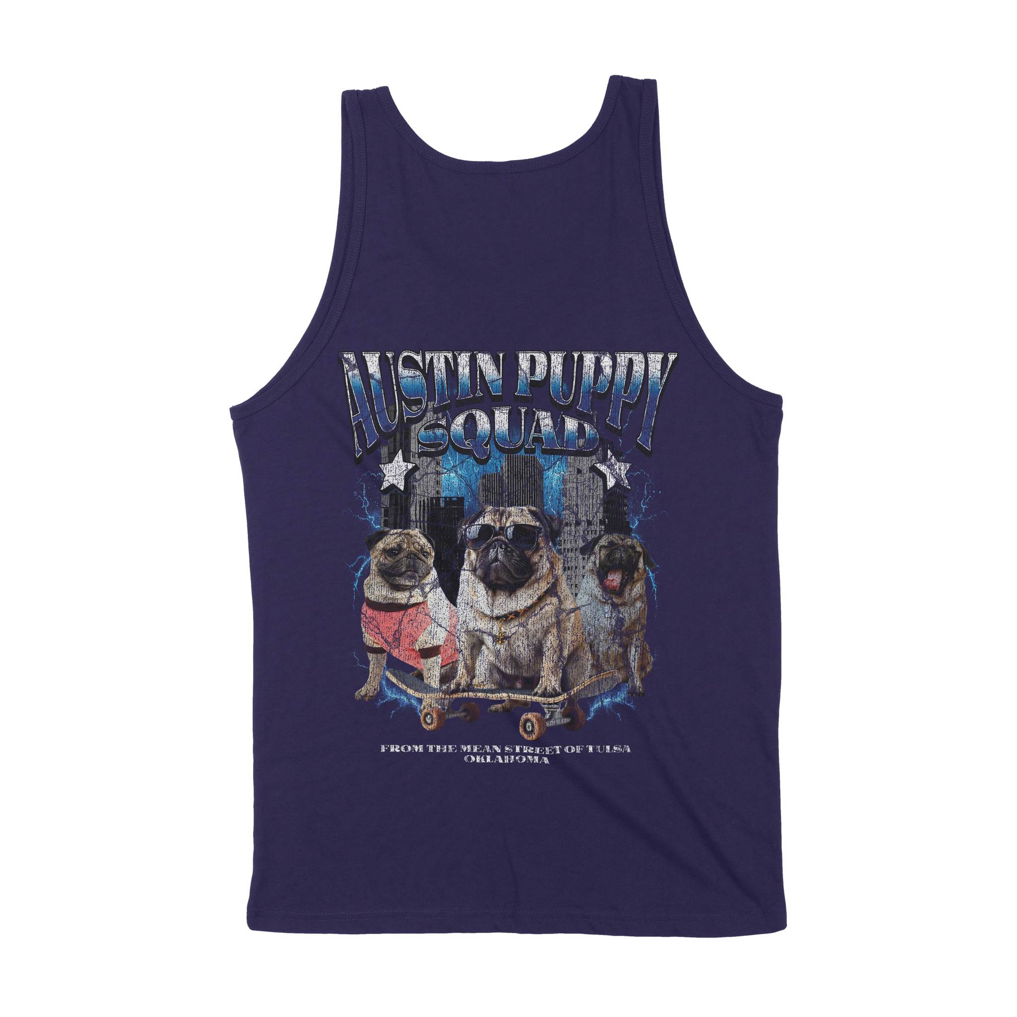 Austin Puppy Patrol Tank Top Navy back | color-navy|sleeve-none