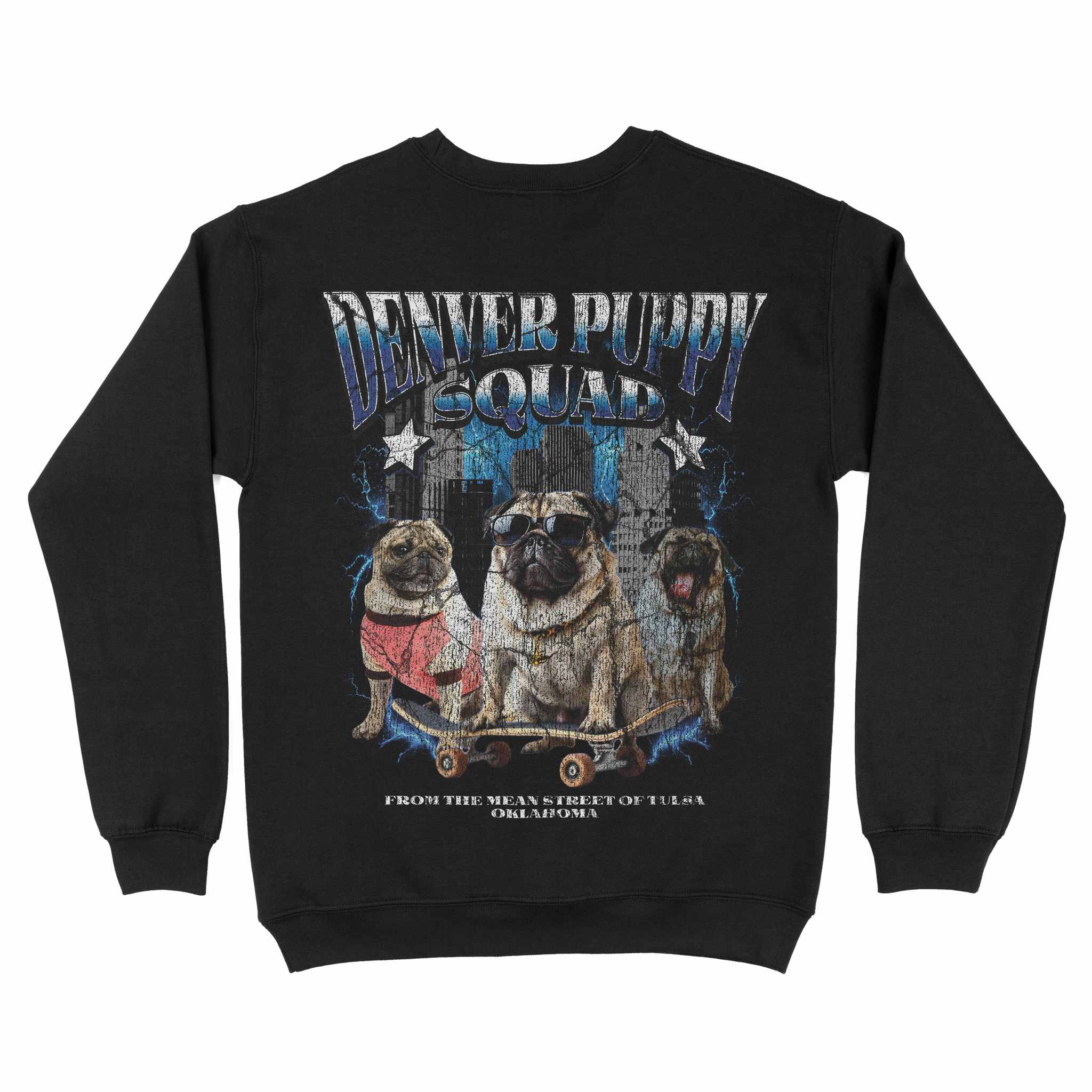 Denver Puppy Patrol Crewneck Black back | color-black|sleeve-none