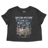 Miami Puppy Patrol 3 Cropped Tee in Black - front view