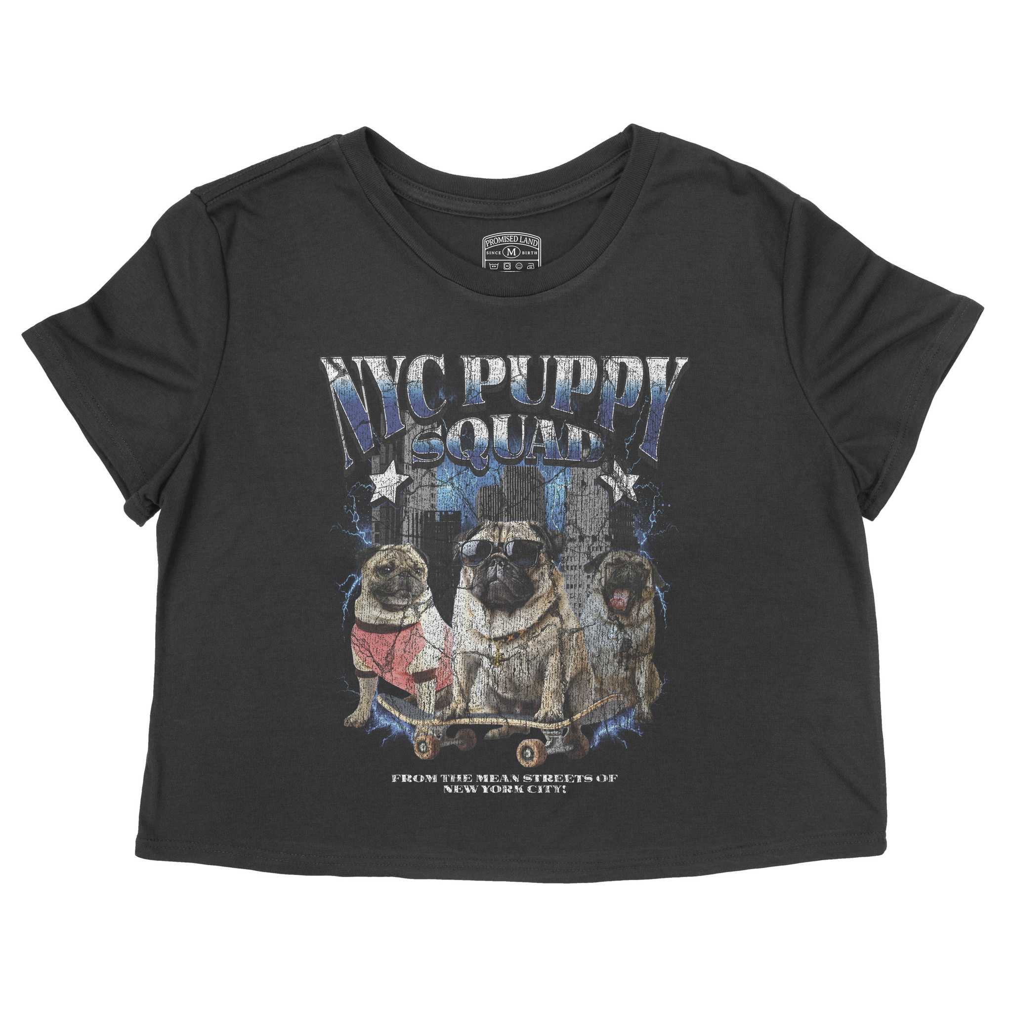 New York Puppy Patrol Cropped Tee Black front