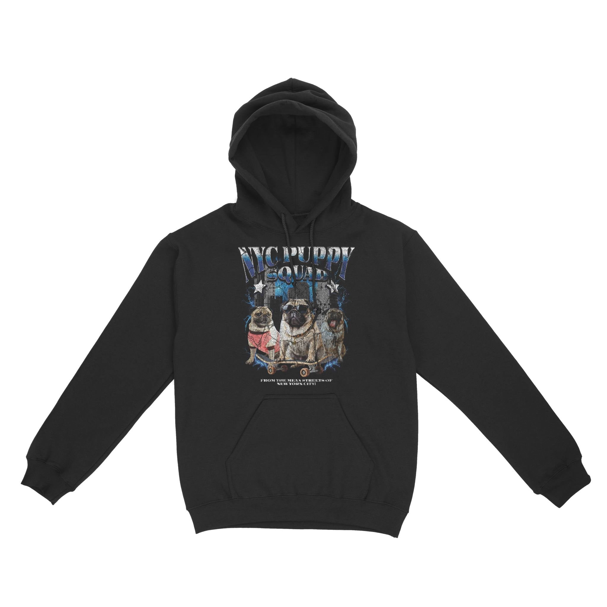 New York Hoodie in Black - front view
