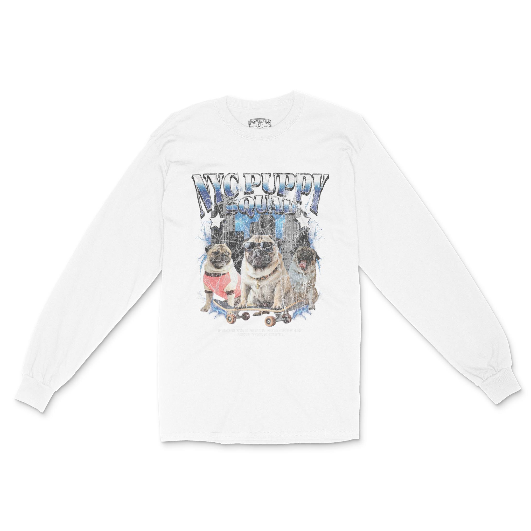 New York Puppy Patrol 3 Longsleeve in White - front view