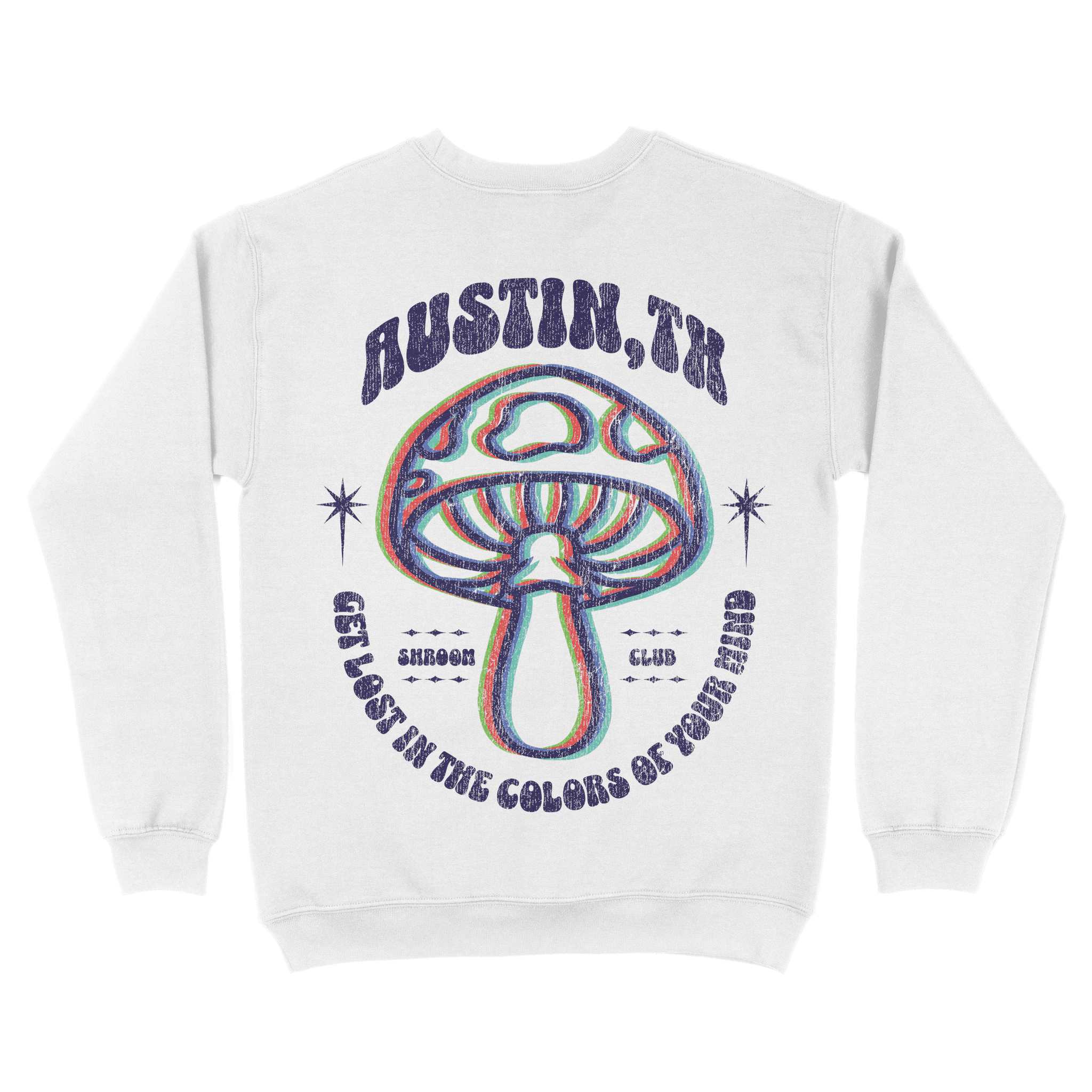 Austin Psychedelic Crewneck White back