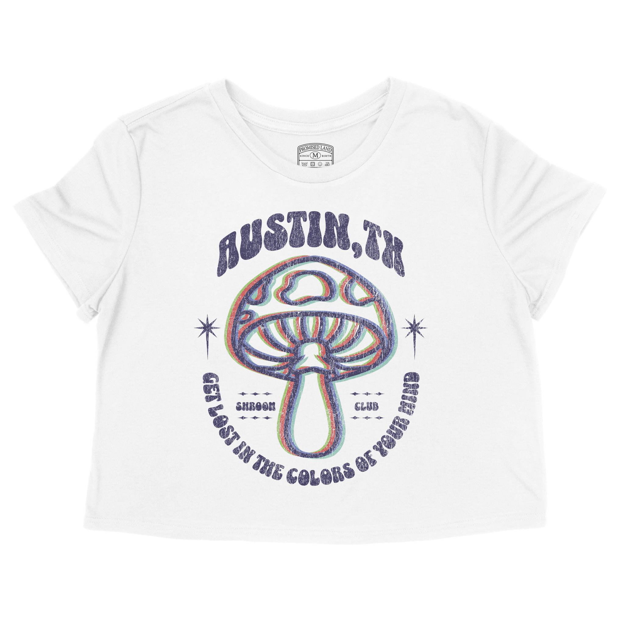 Austin Psychedelic Cropped Tee White front