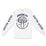 Austin Psychedelic Longsleeve in White - front view with sleeves