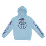 Denver Hoodie in Light Blue - front-sleeves view