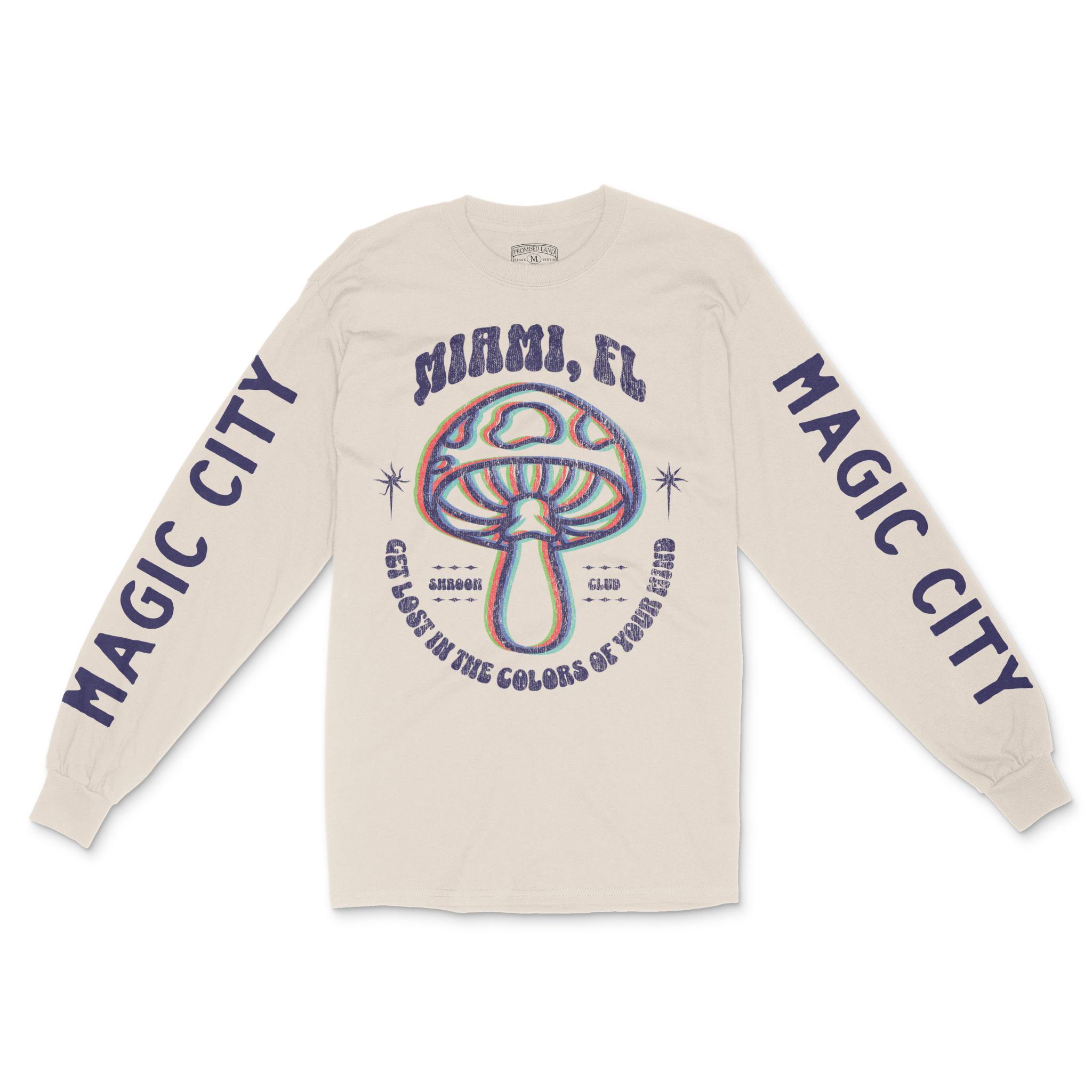 Miami Psychedelic Longsleeve in Natural - front view with sleeves