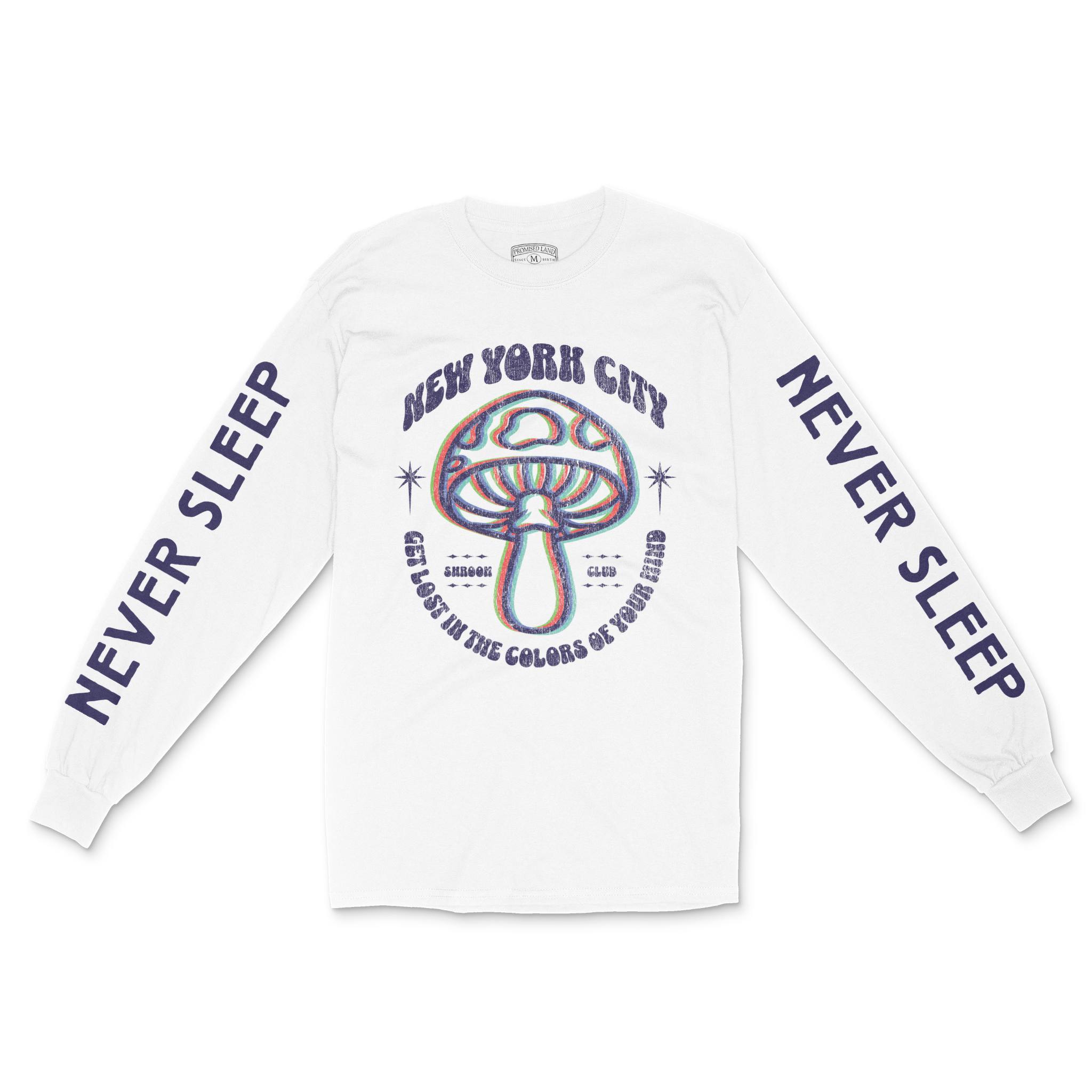 New York Longsleeve in White - front-sleeves view