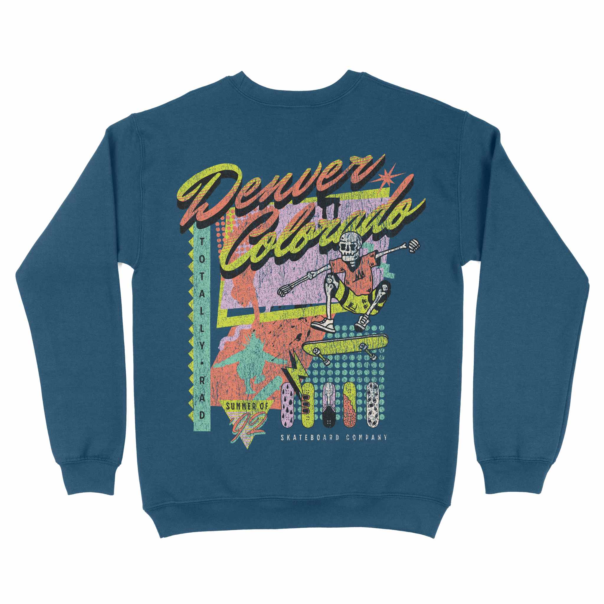 Denver Retro Skater Crewneck Indigo Blue back