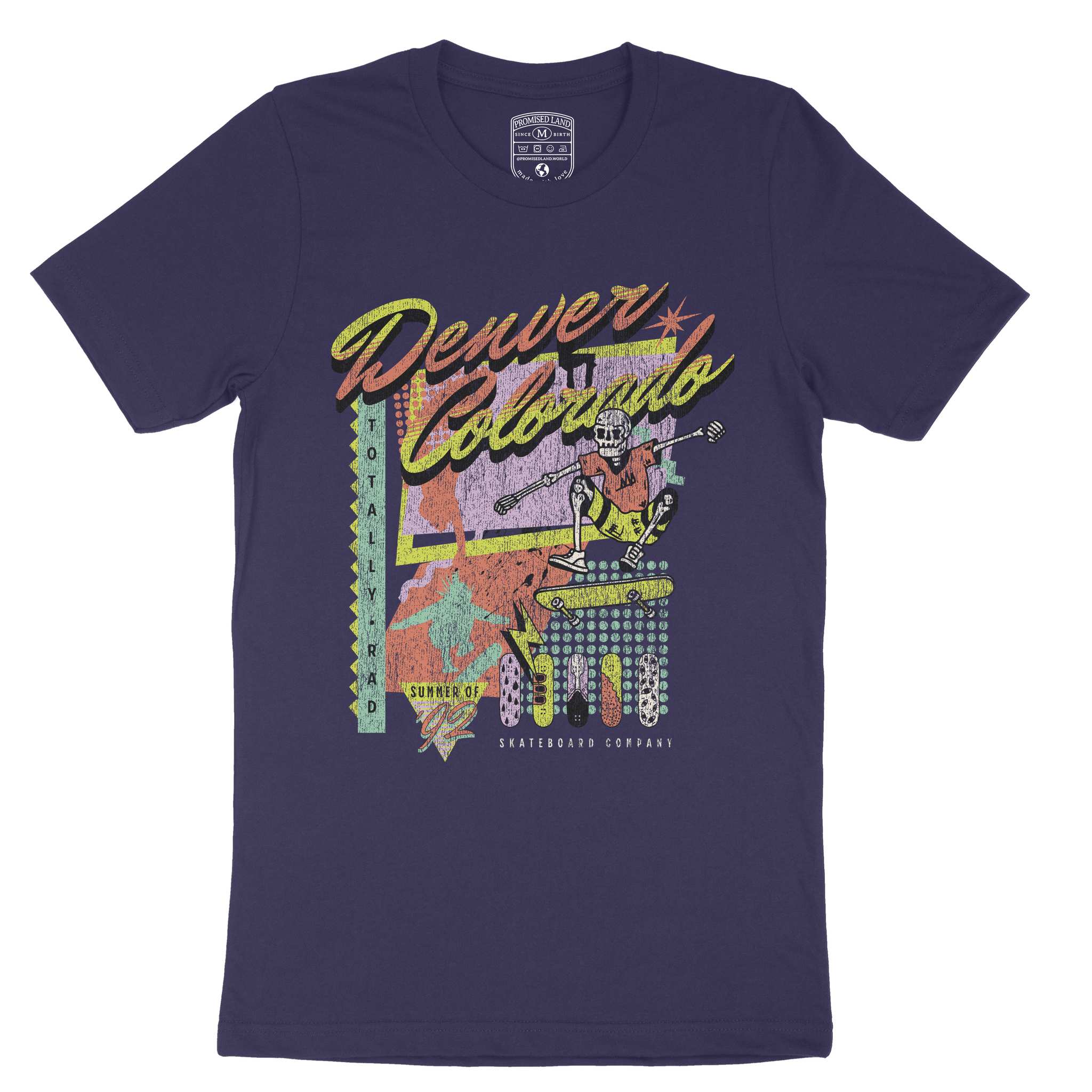 Denver Retro Skater T-Shirt Navy front