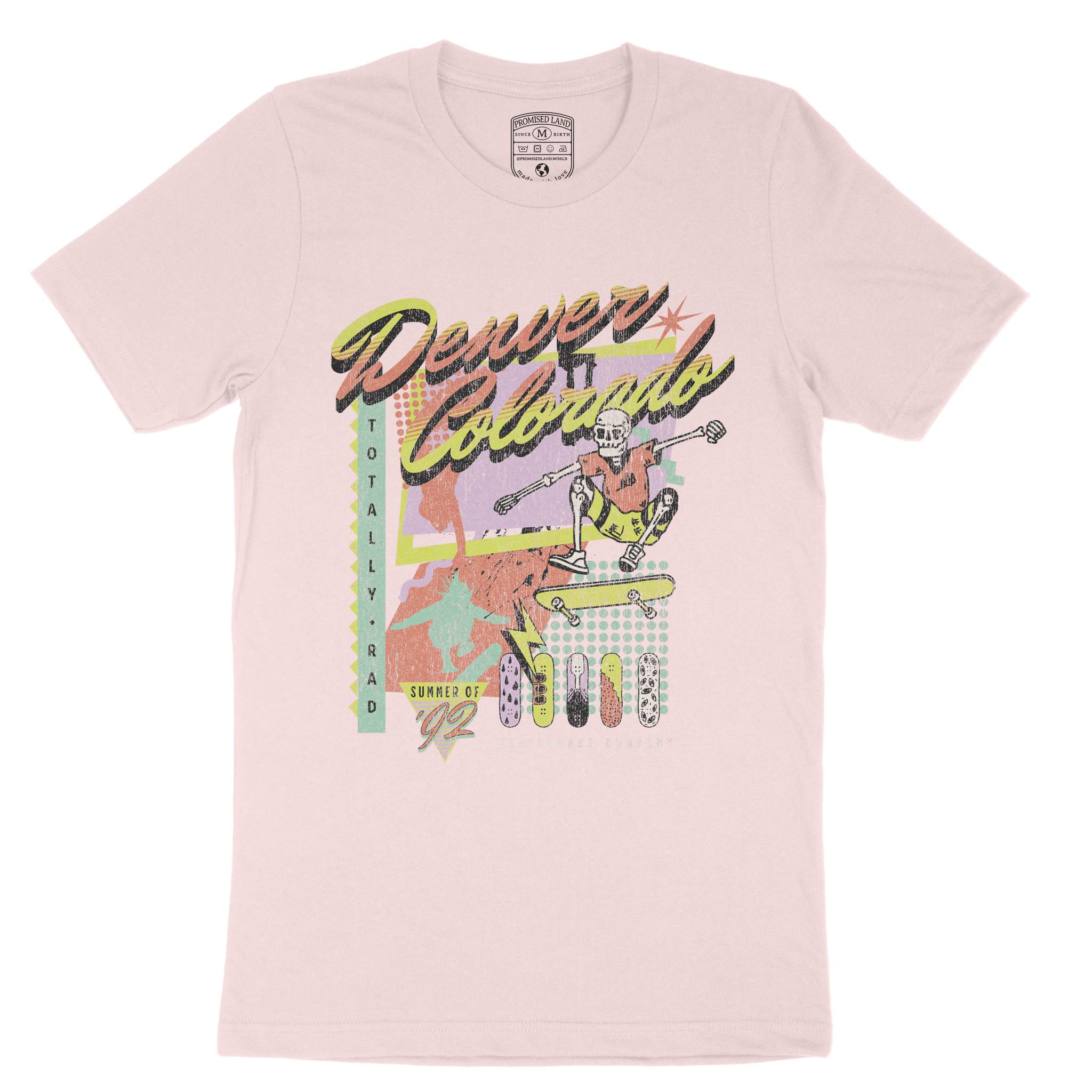 Denver Retro Skater T-Shirt Soft Pink front