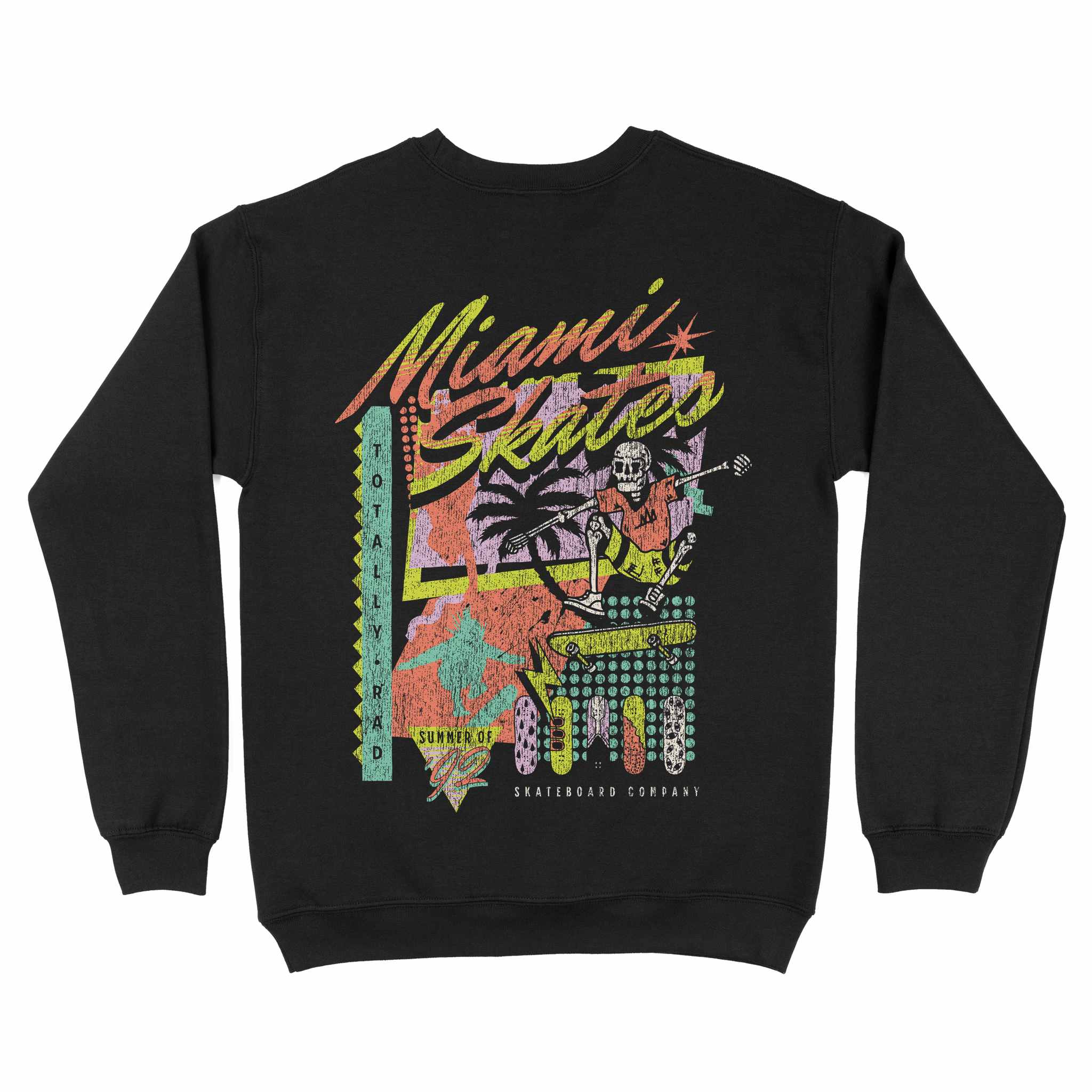 Miami Retro Skater Crewneck Black back