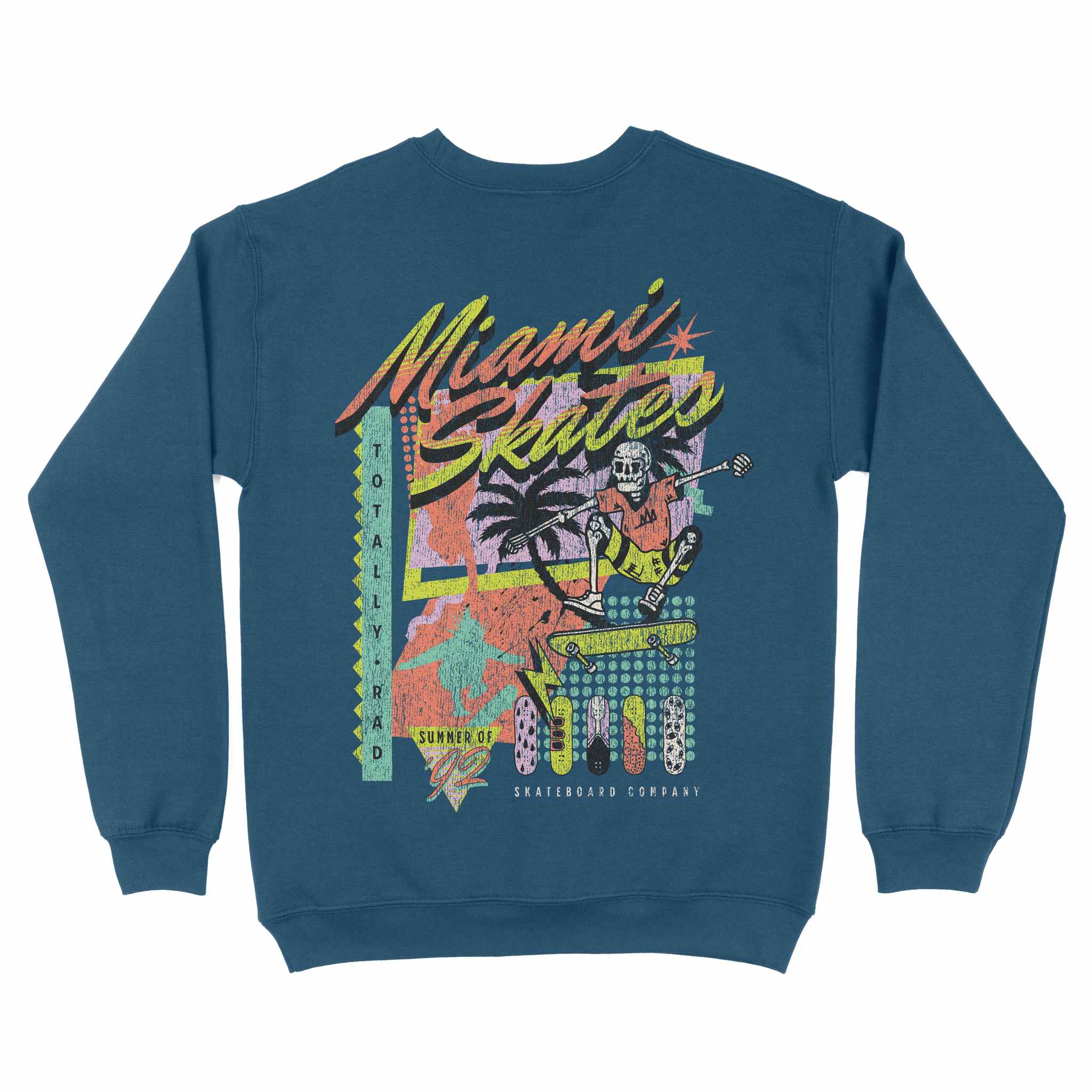 Miami Retro Skater Crewneck Indigo Blue back