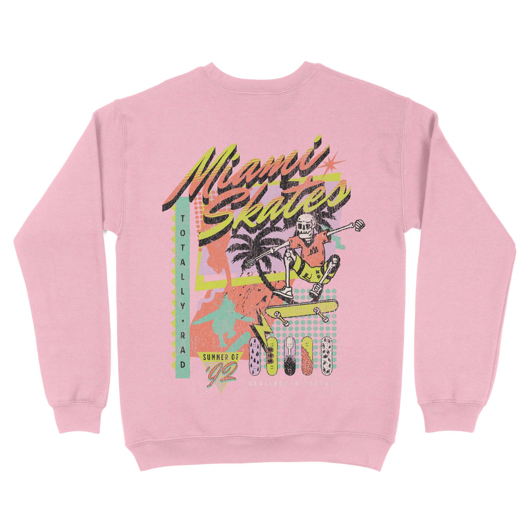 Miami Retro Skater Crewneck Light Pink back