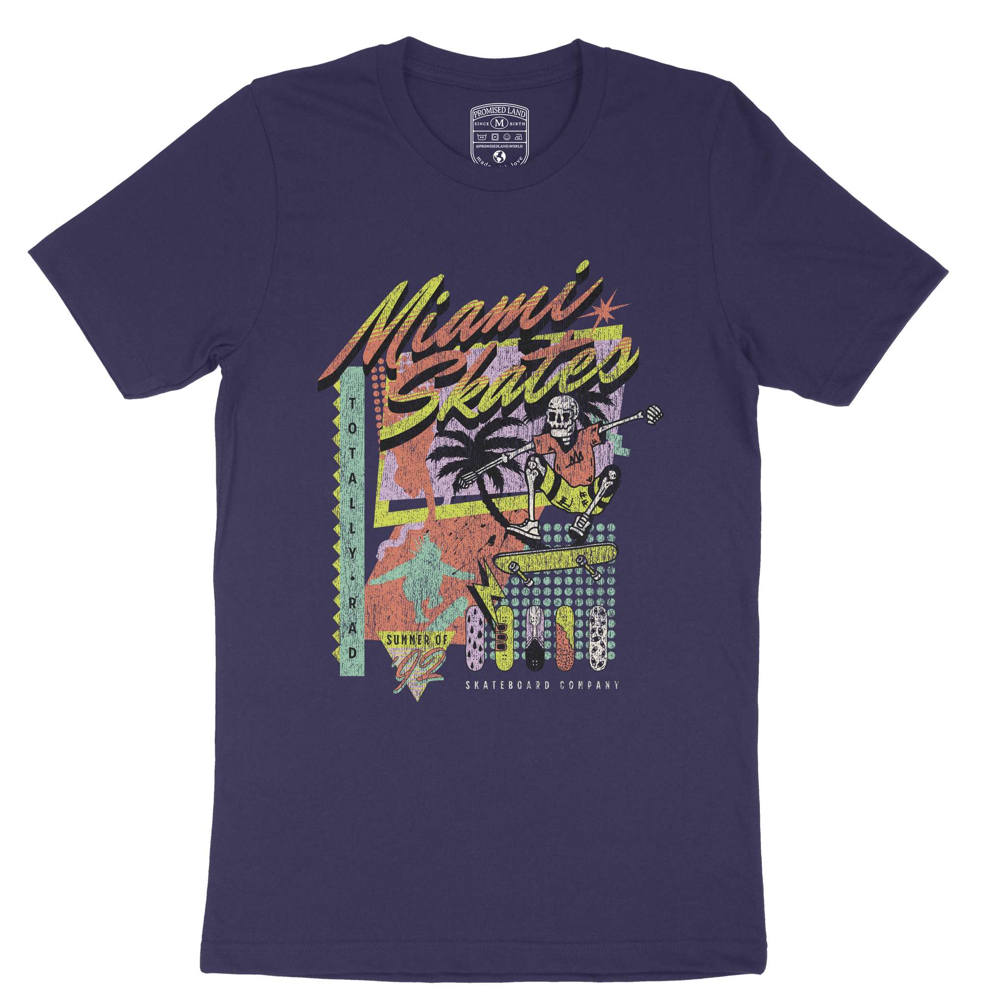 Miami Retro Skater T-Shirt Navy front