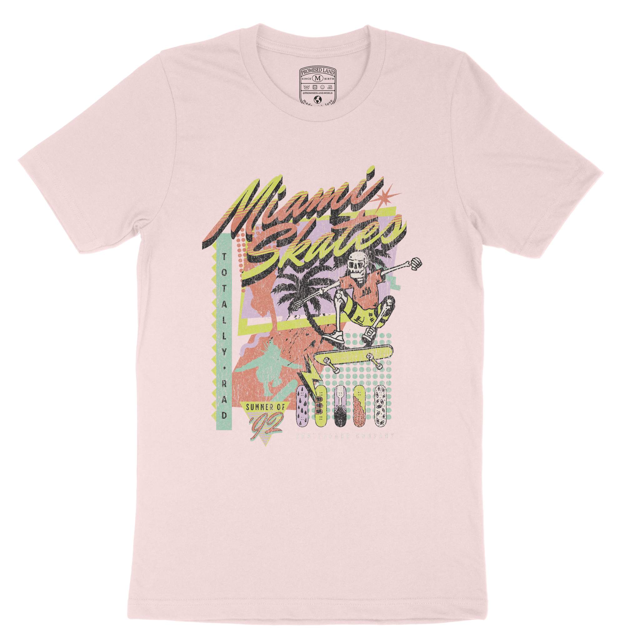 Miami Retro Skater T-Shirt Soft Pink front