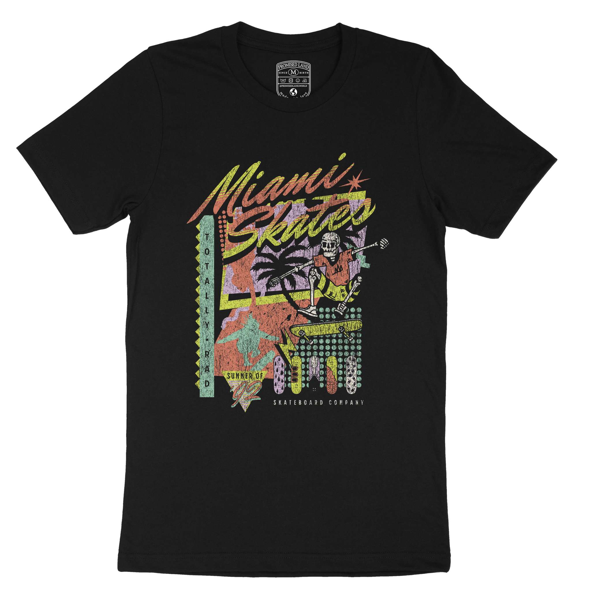 Miami Retro Skater T-Shirt Vintage Black front