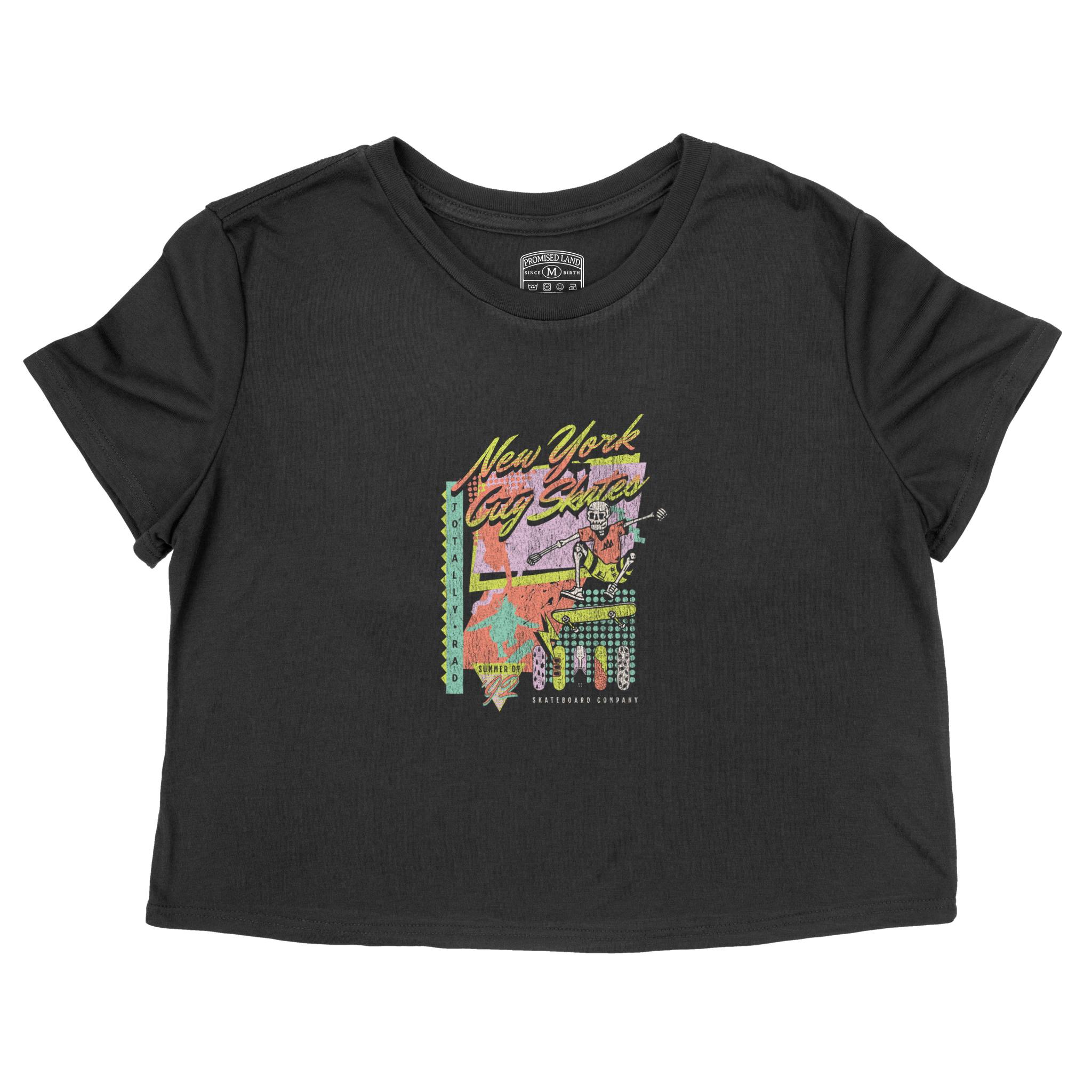 New York Cropped Tee in Black - front view