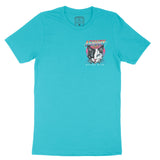 Asbury Park Retro Kitten Club T-Shirt in Turquoise - front view