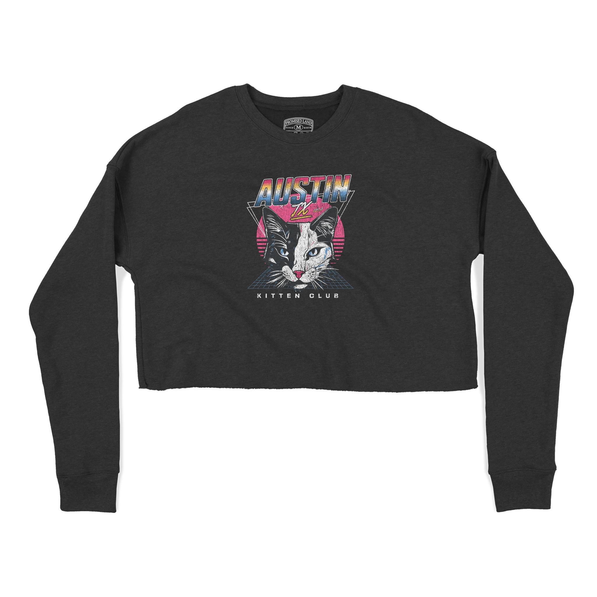 Austin Cropped Crew in Black - front view