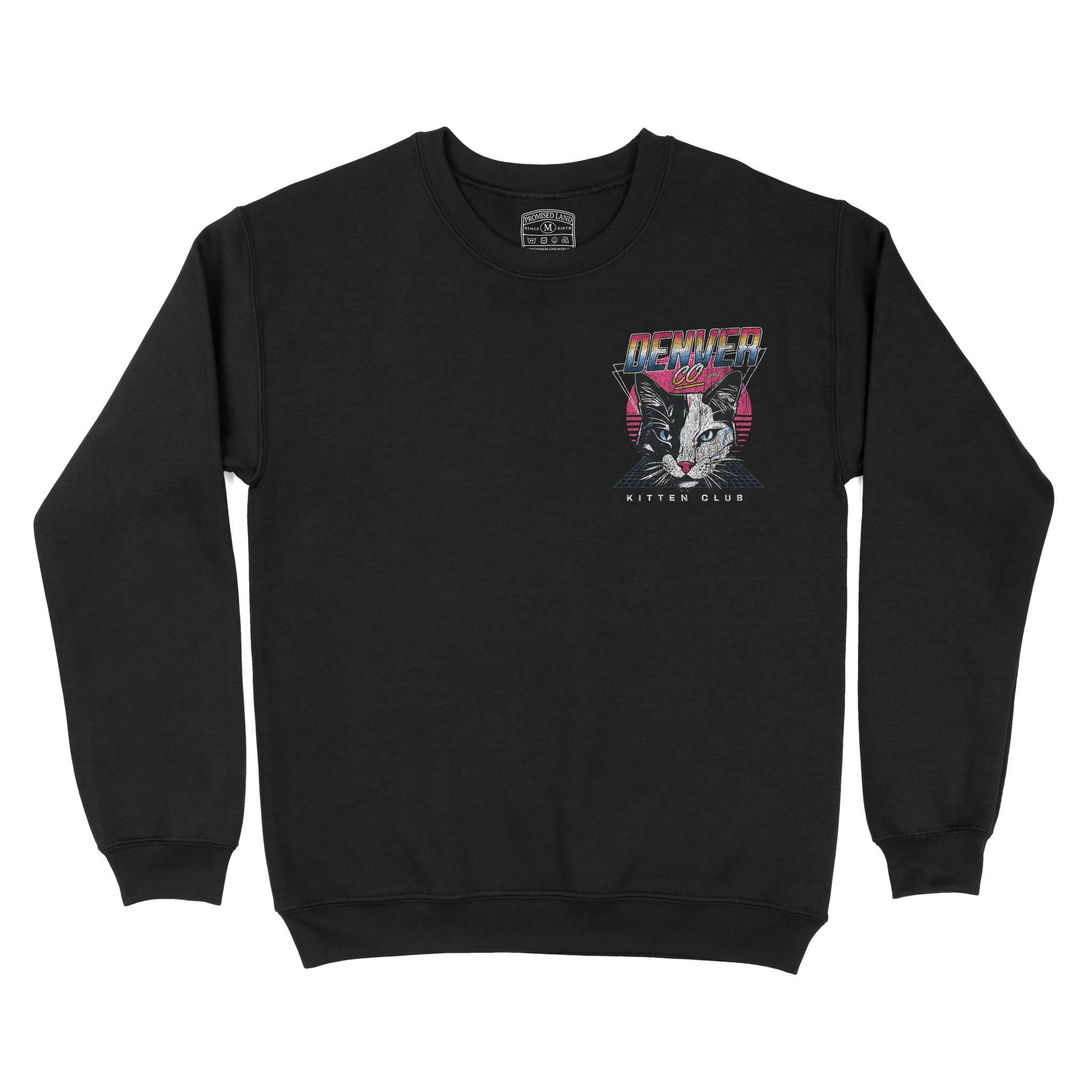 Denver Retro Kitten Club Crewneck Black front