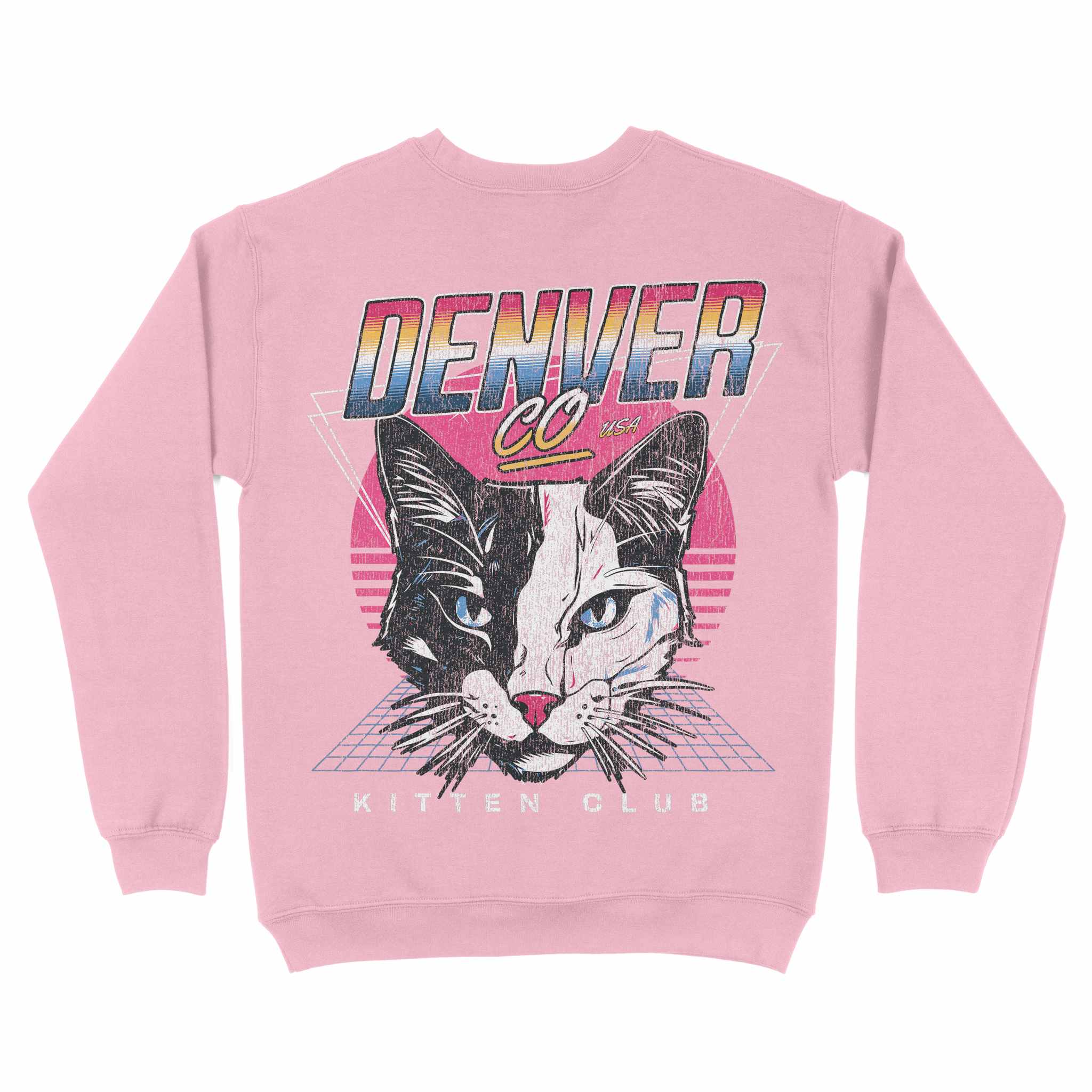 Denver Retro Kitten Club Crewneck Light Pink back
