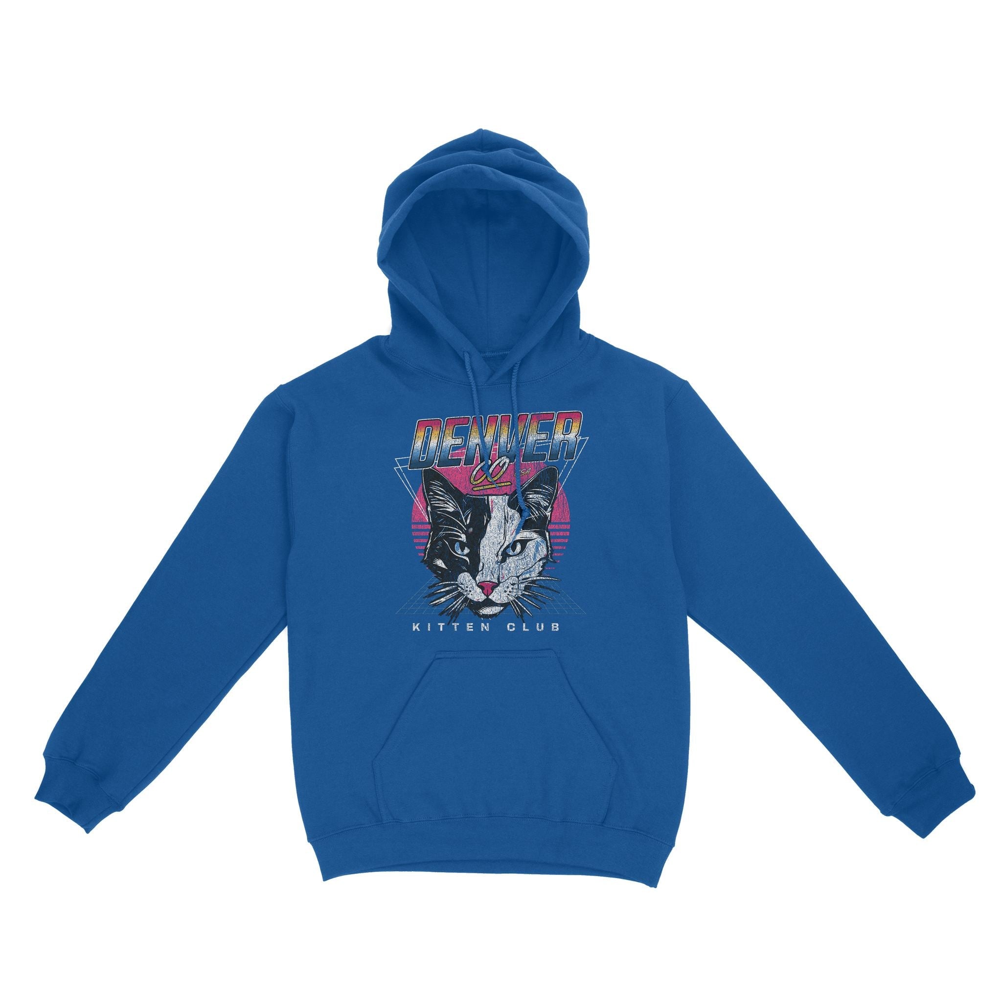 Denver Retro Kitten Club Hoodie Sapphire front
