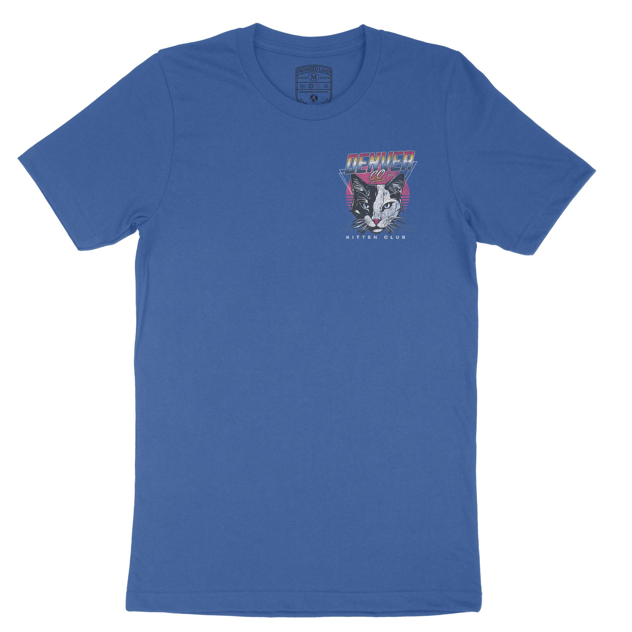 Denver Retro Kitten Club T-Shirt Columbia Blue front