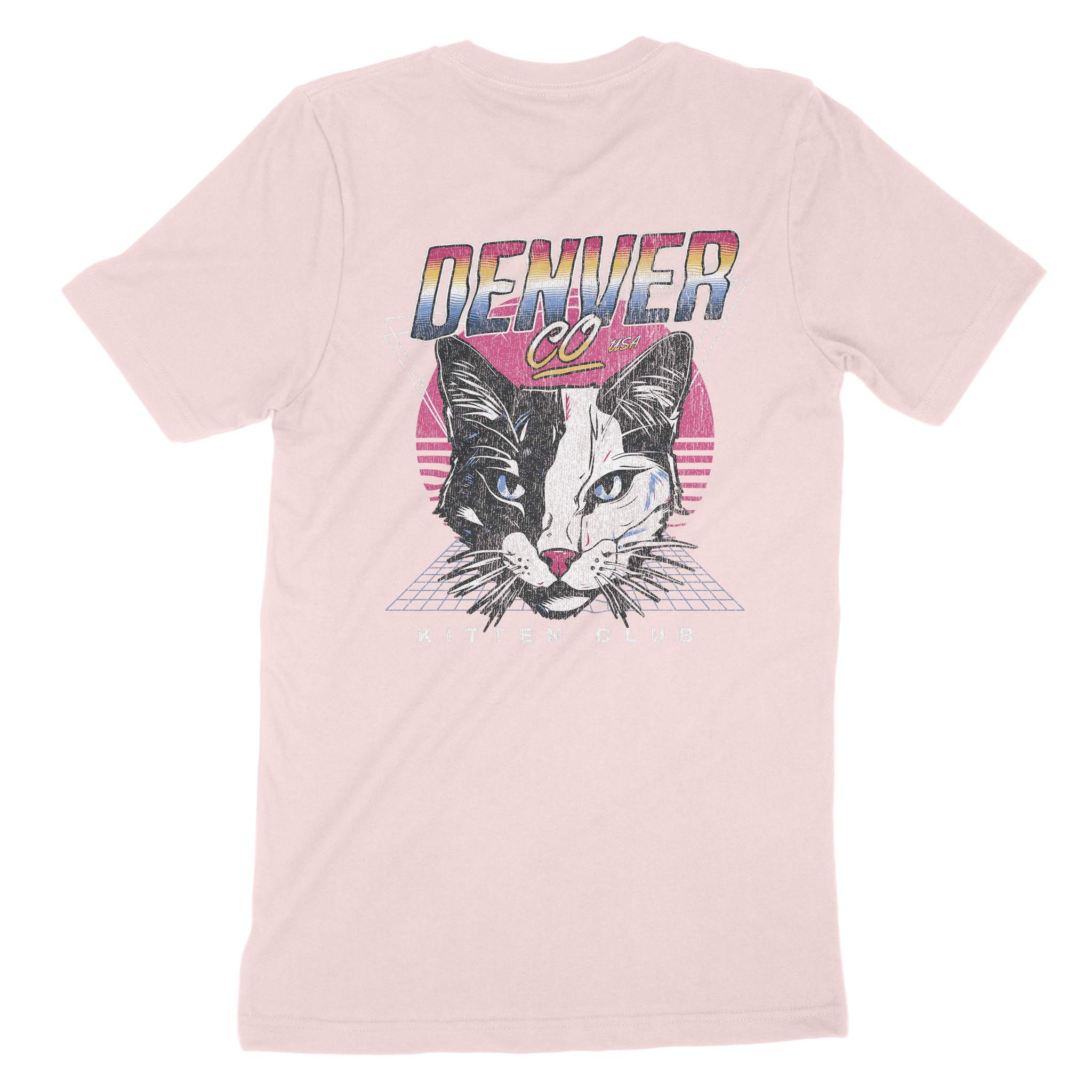 Denver Retro Kitten Club T-Shirt Soft Pink back