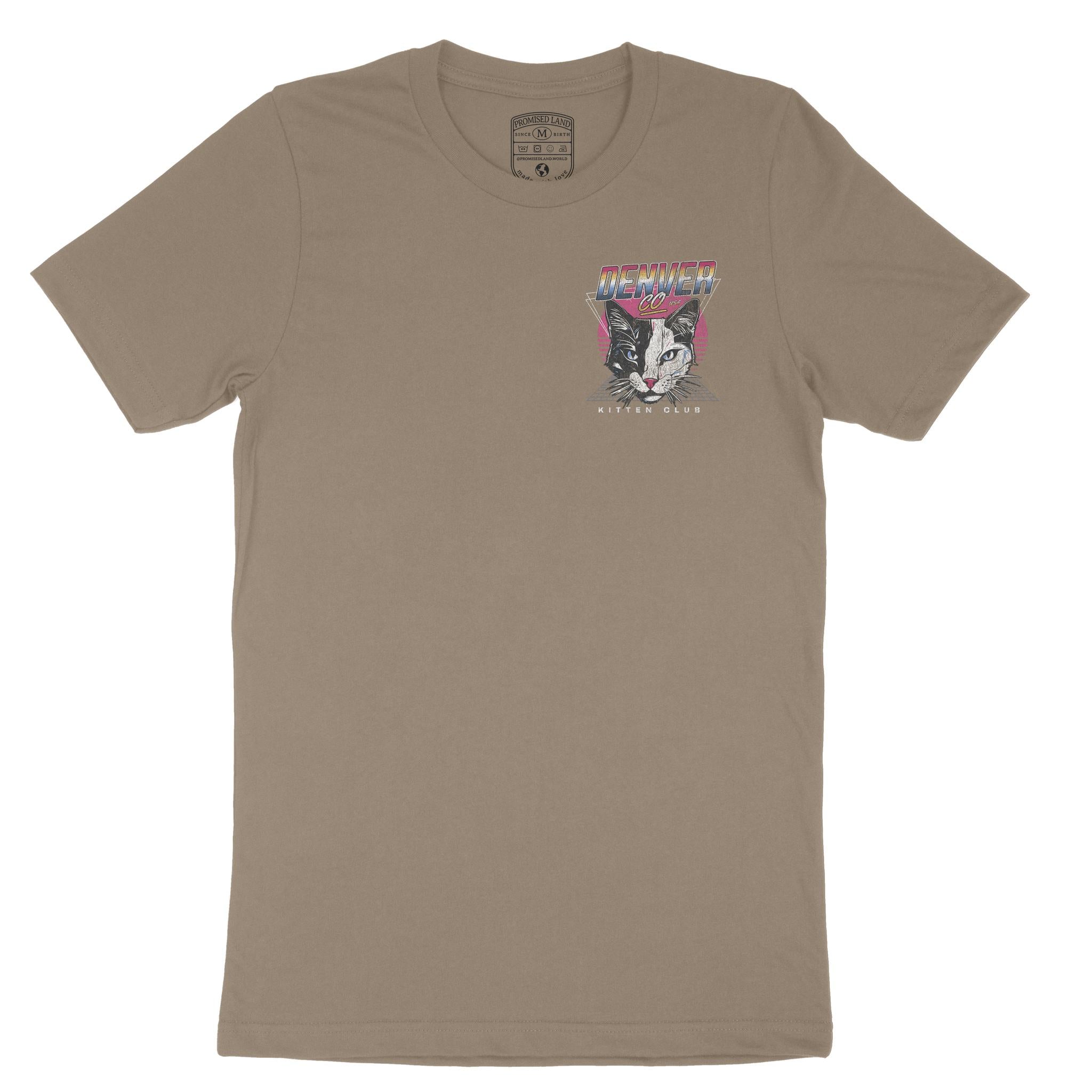 Denver Retro Kitten Club T-Shirt Vintage Brown front