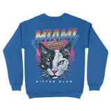 Miami Retro Kitten Club Crewneck Sapphire back