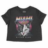 Miami Retro Kitten Club Cropped Tee Black front