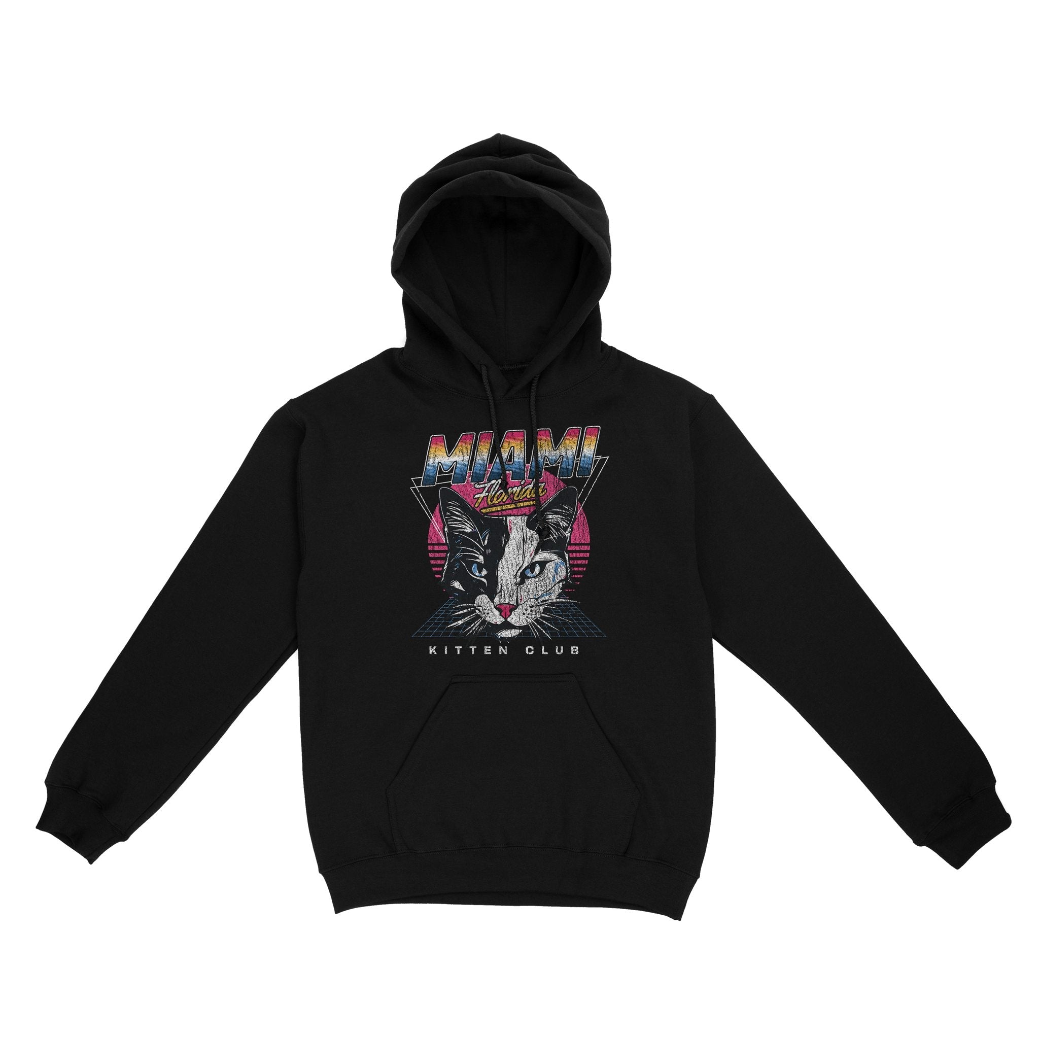 Miami Retro Kitten Club Hoodie Black front