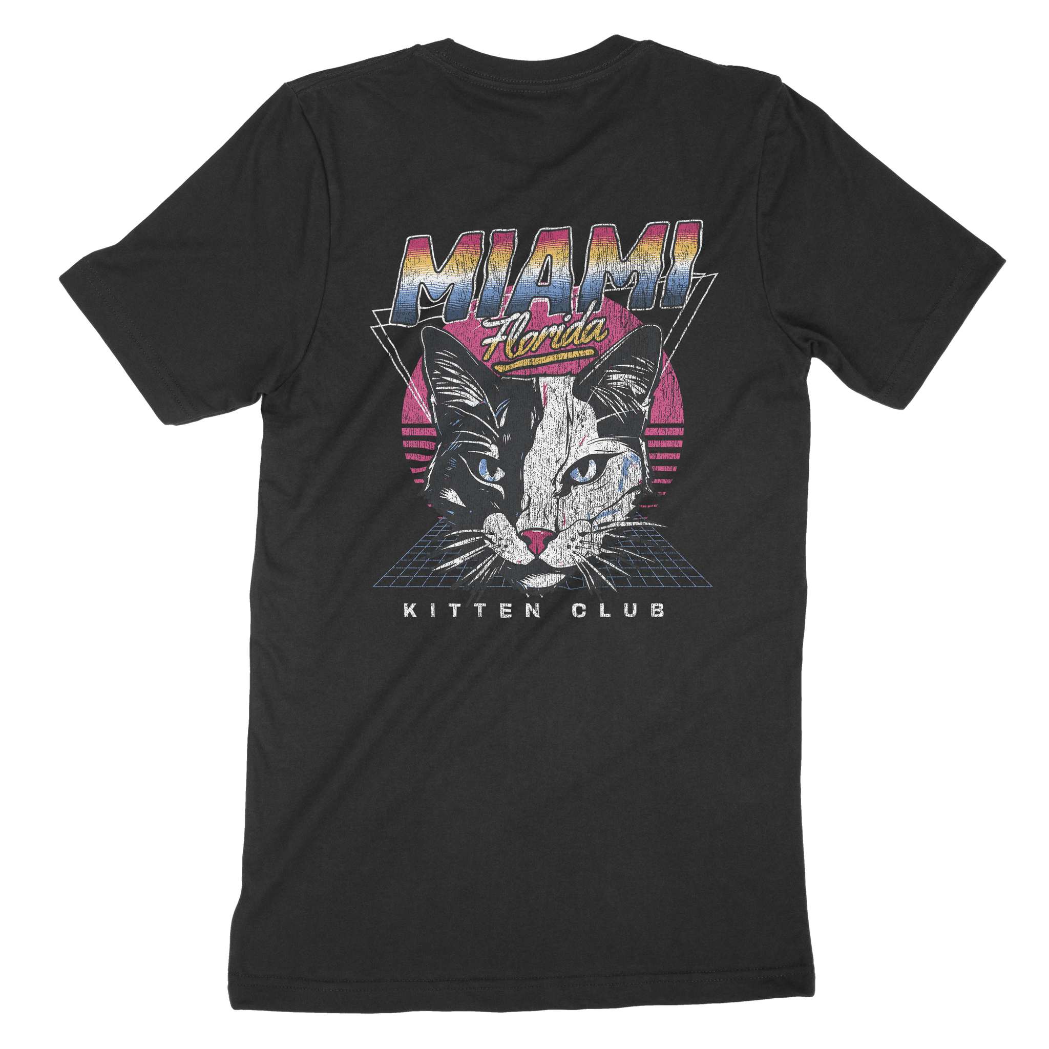 Miami Retro Kitten Club T-Shirt Black back