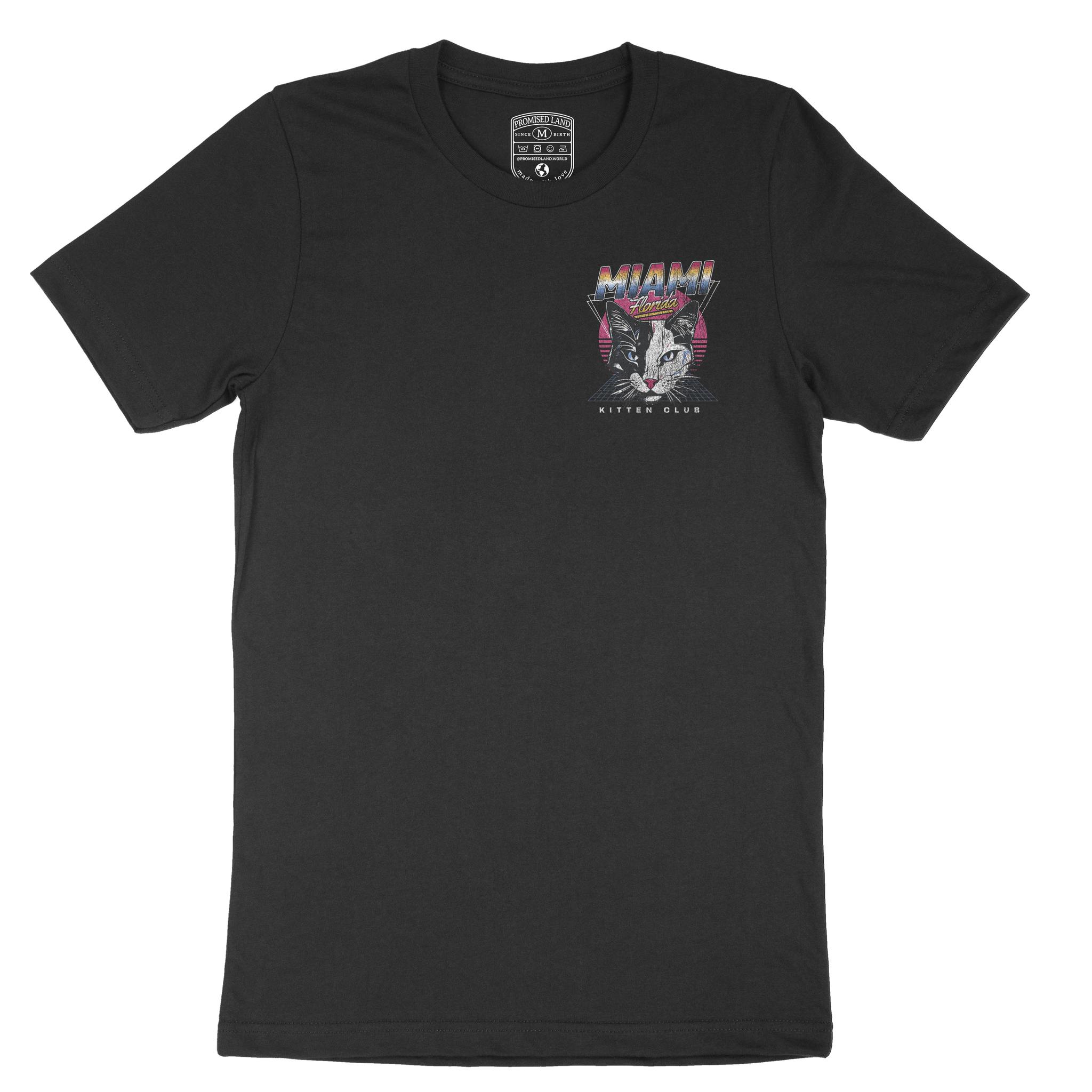 Miami Retro Kitten Club T-Shirt Black front