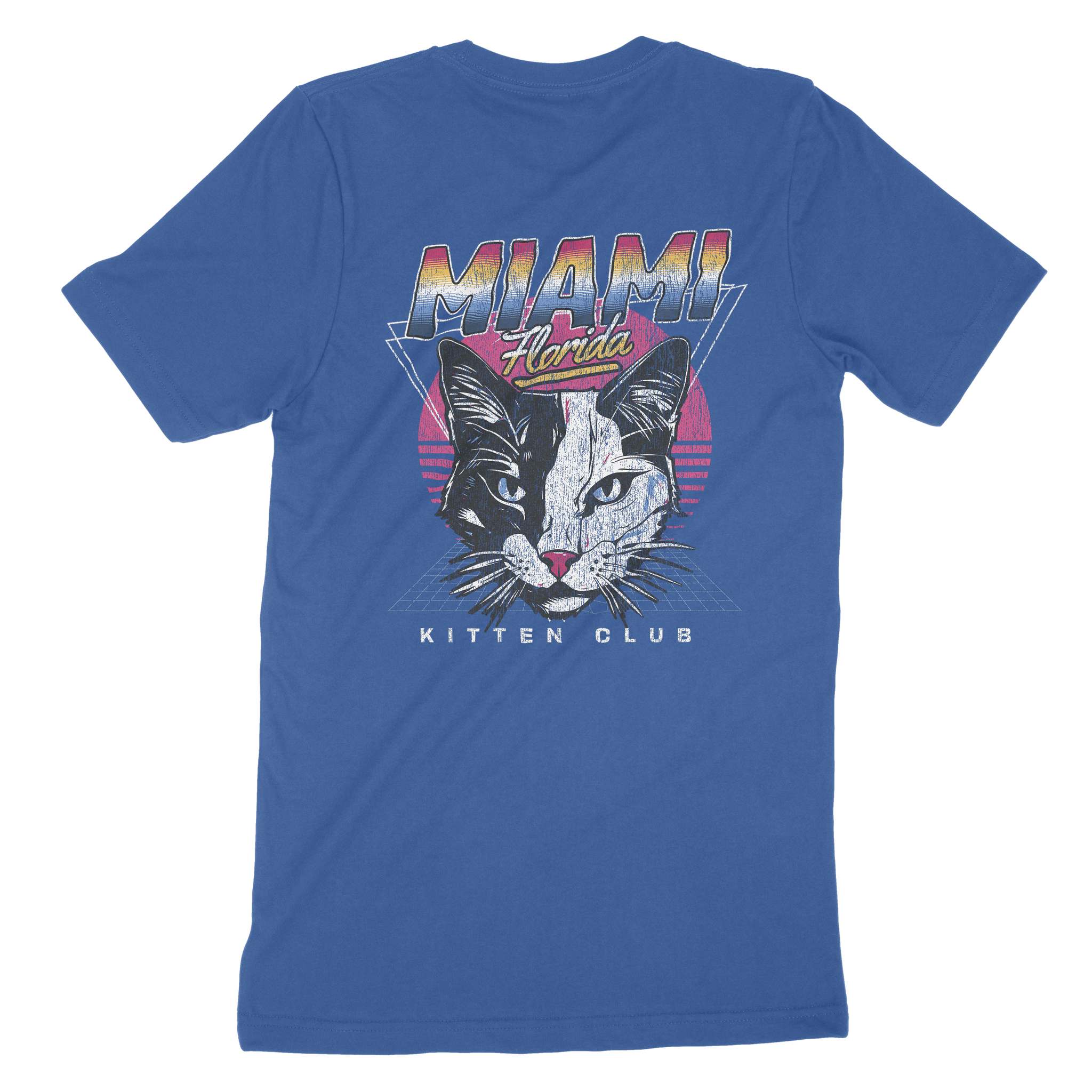 Miami Retro Kitten Club T-Shirt Columbia Blue back