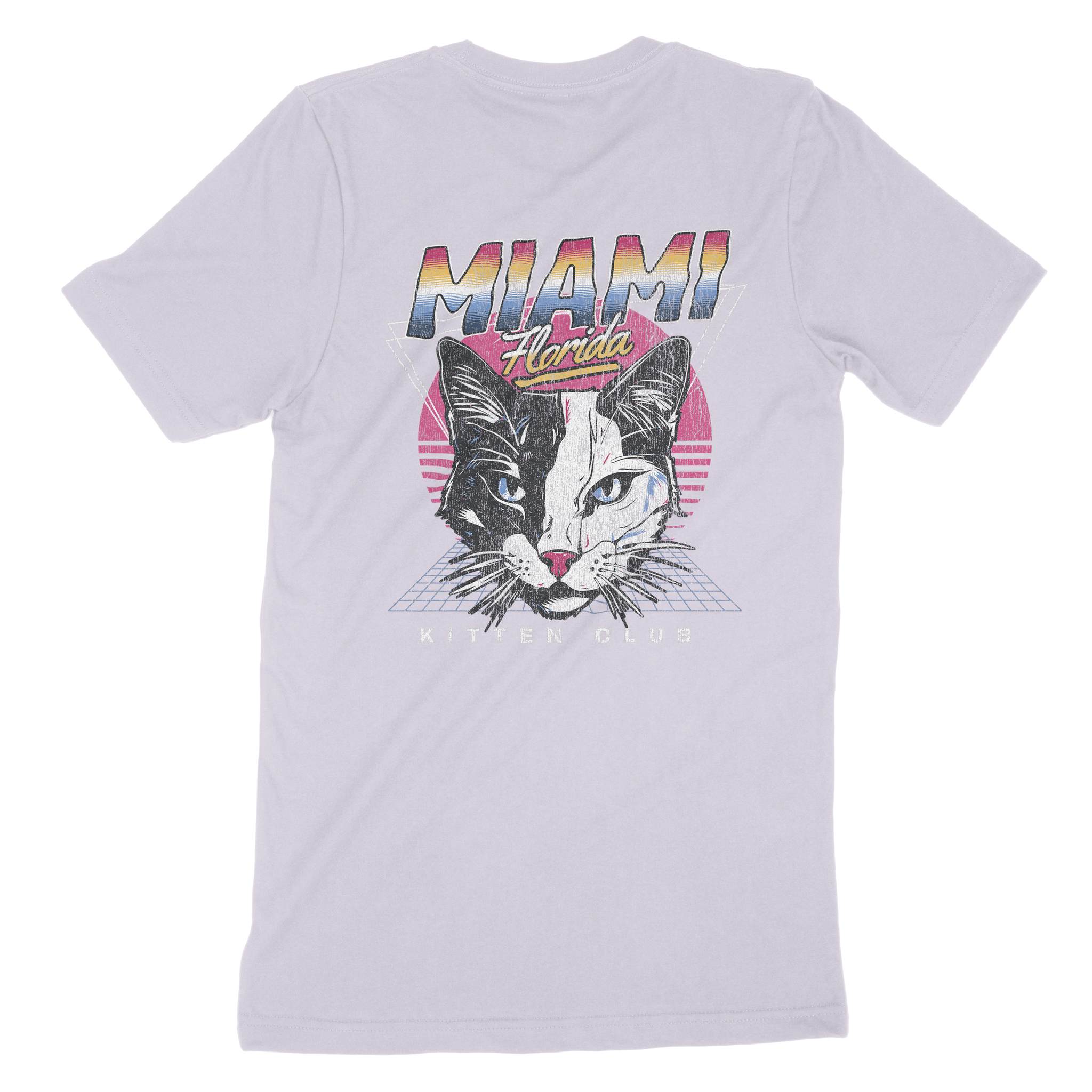 Miami Retro Kitten Club T-Shirt Lavender Dust back